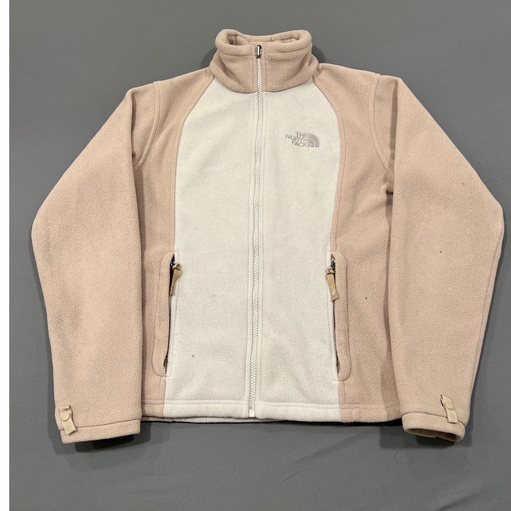 The North Face Womens Fleece Jacket Tan Cream Two Tone Full Zip Small
